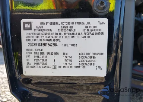 2006 Chevrolet Silverado 1500 Lt1 from USA, damaged, VIN 2GCEK13T661242204